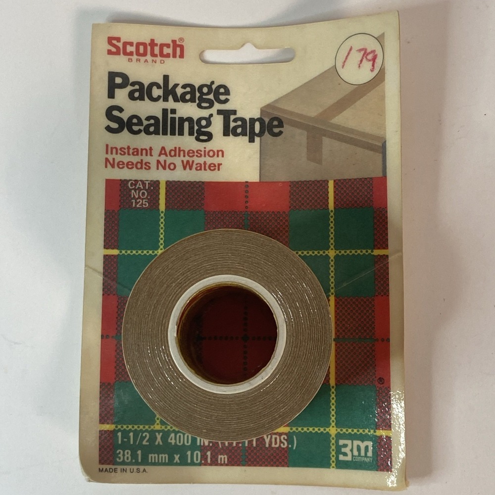 Vintage NOS Scotch 3M Brand Package Sealing Tape Packing 125 Sealed 1.5" × 400"